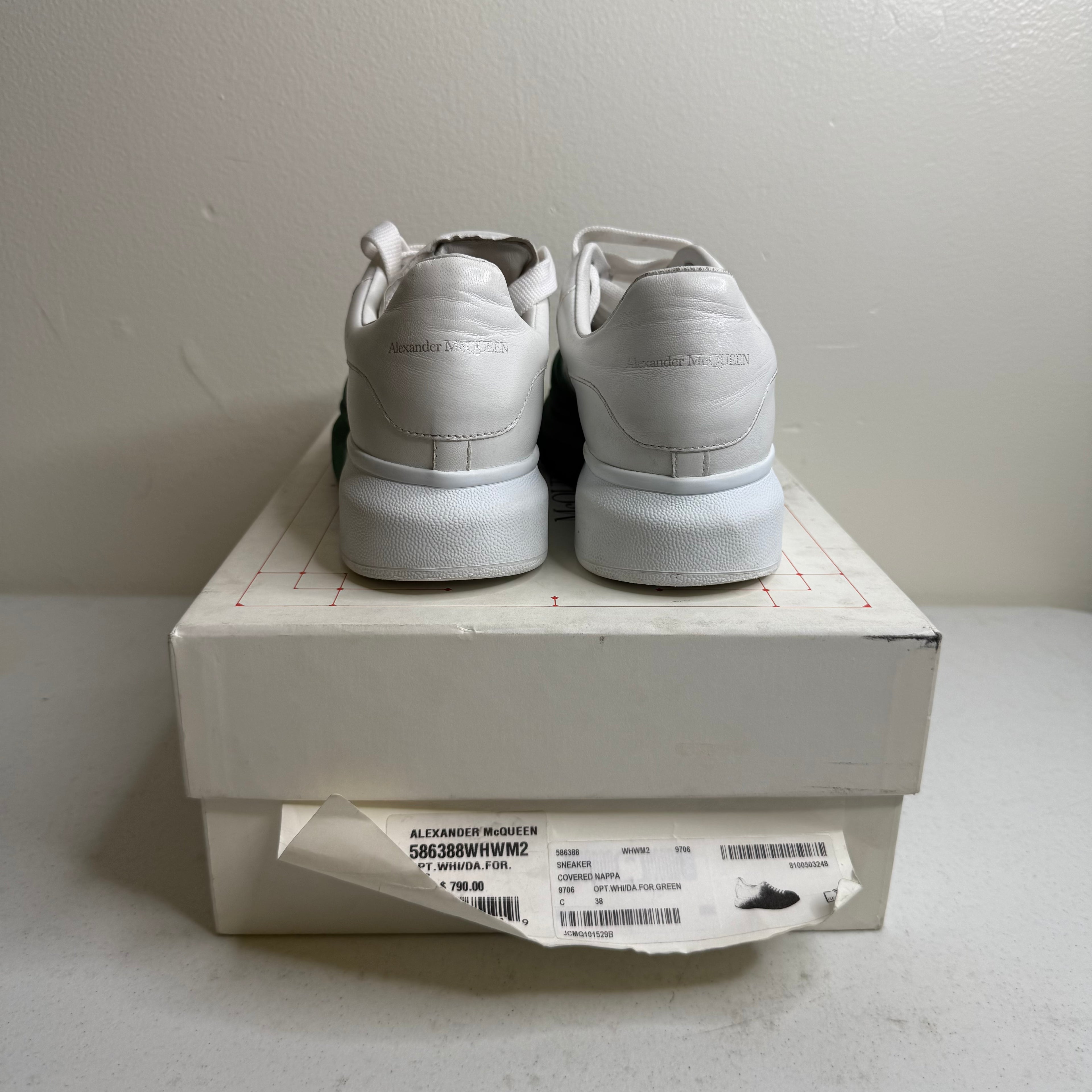 Alexander McQueen White Green Suede Sneaker