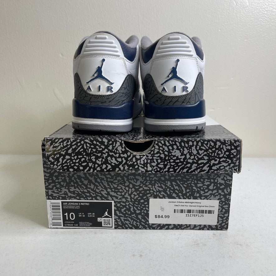 Size 10 - Jordan 3 Retro Midnight Navy