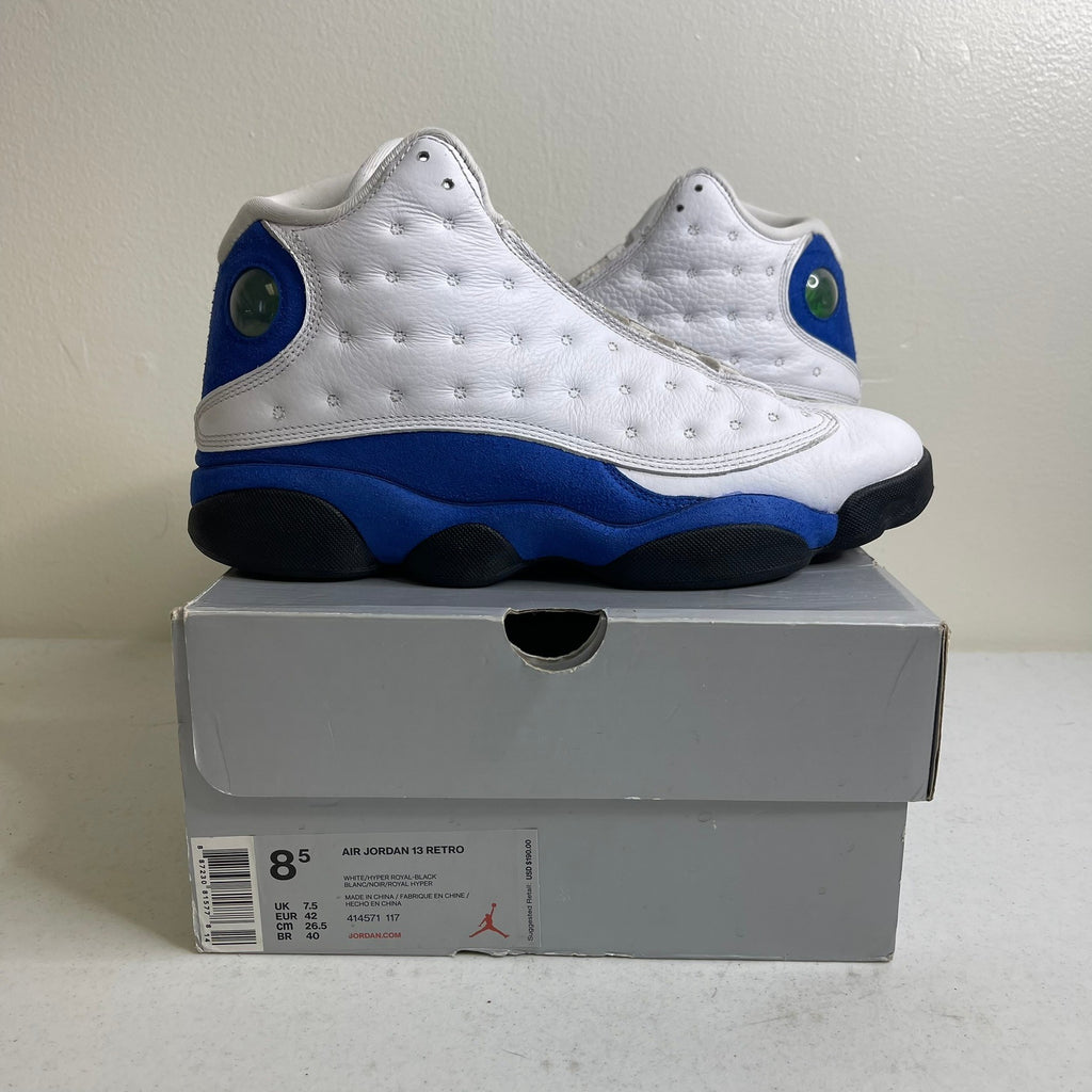 Size 8.5 - Jordan 13 Retro White Hyper Royal Black