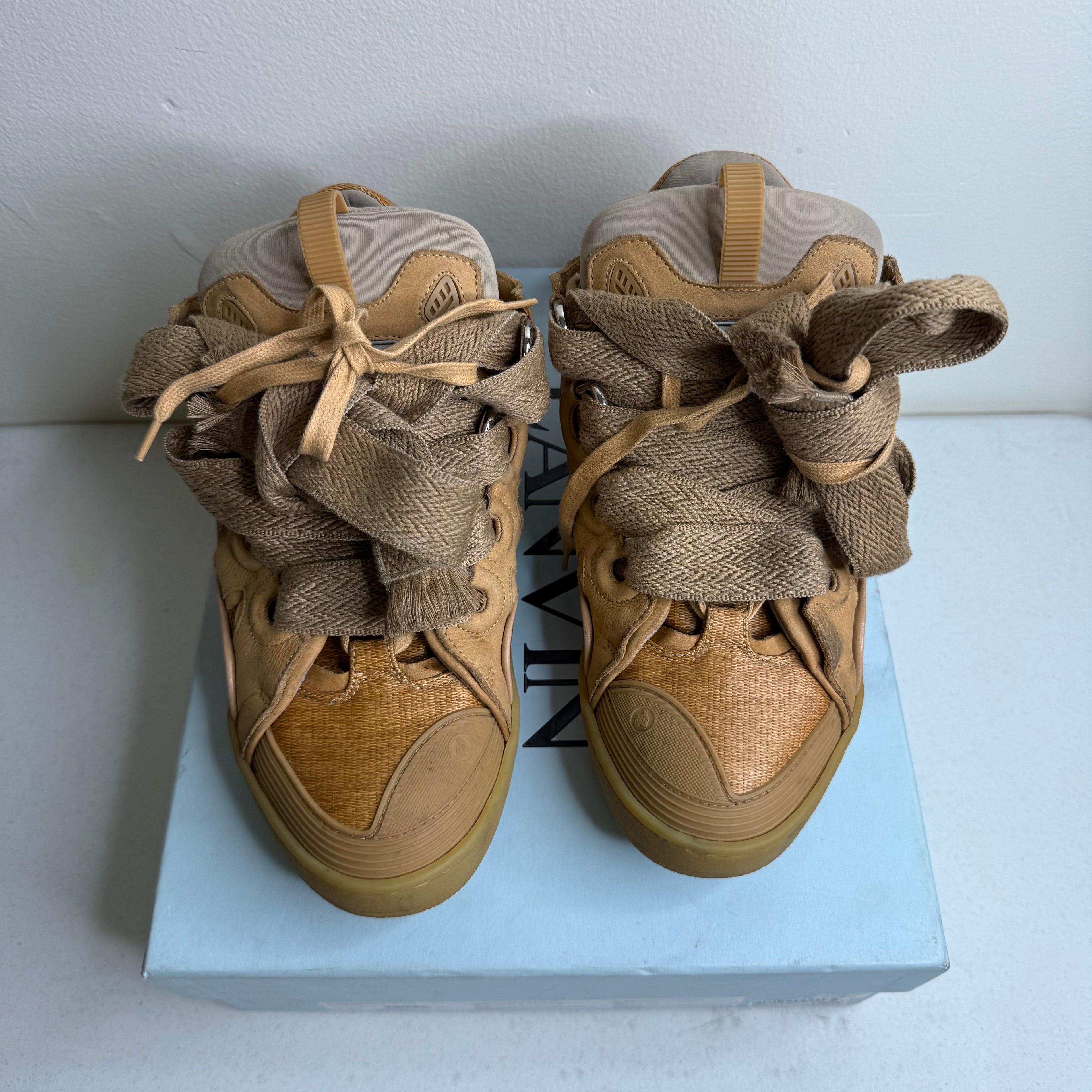 Lanvin Leather Curb Sneaker Tan