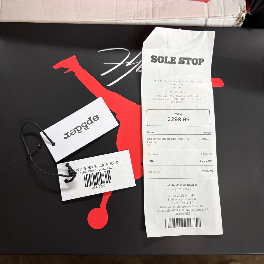 Size XL - Sp5der Beluga Hoodie Dark Grey Heather