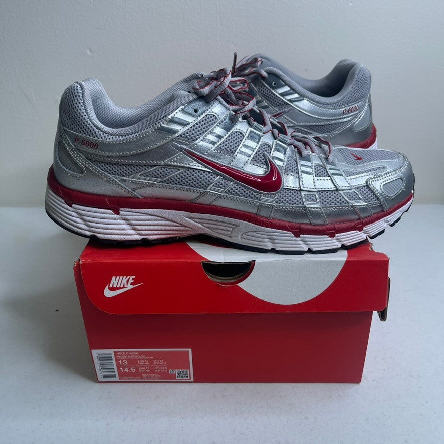 Nike P-6000 Metallic Silver Gym Red
