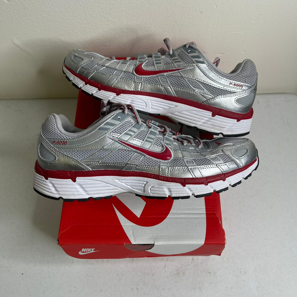 Nike P-6000 Metallic Silver Gym Red