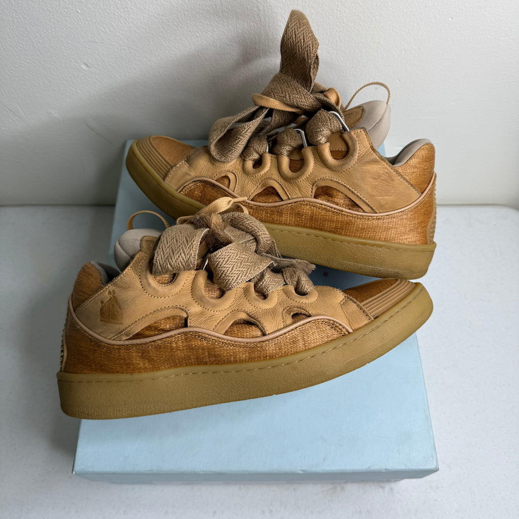 Lanvin Leather Curb Sneaker Tan