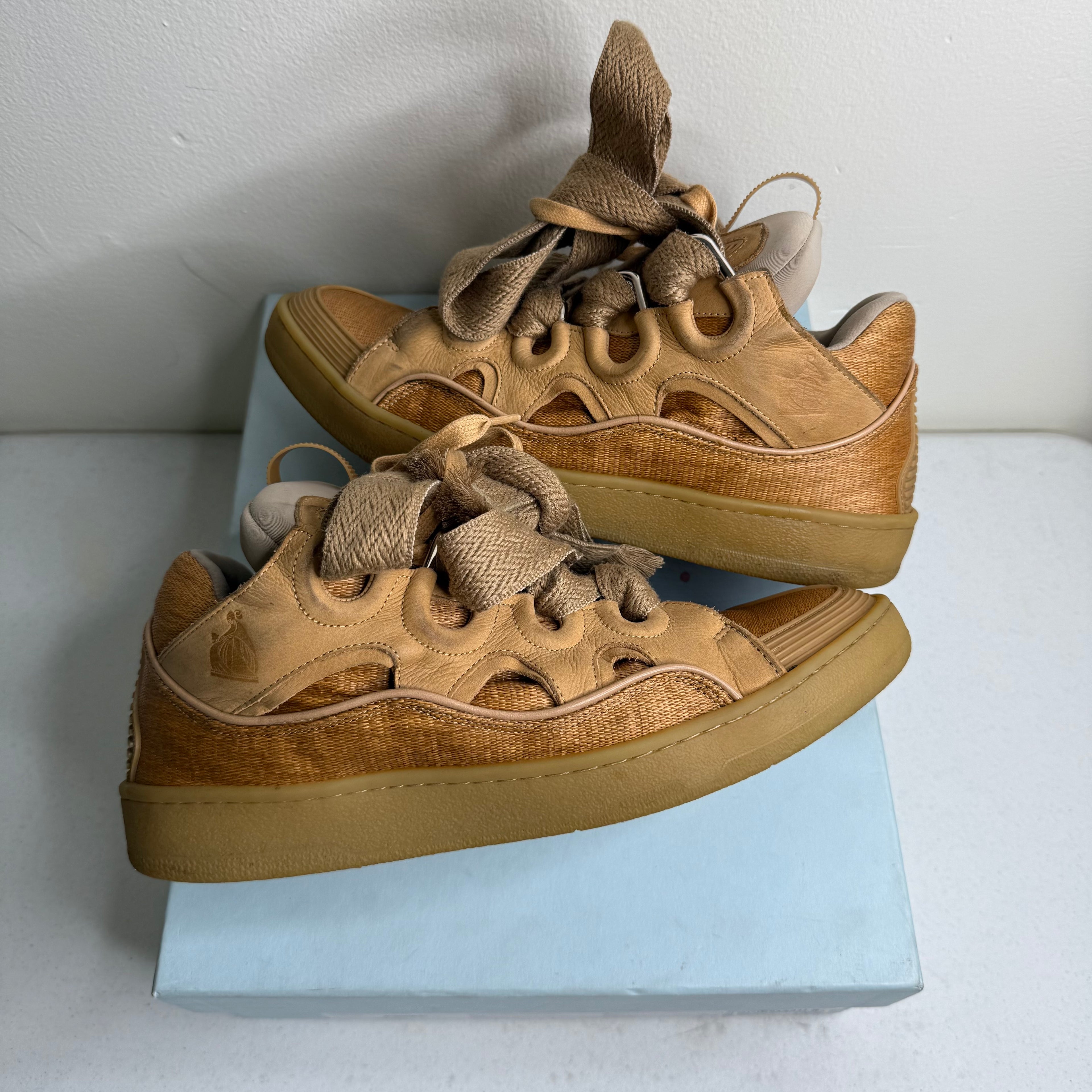 Lanvin Leather Curb Sneaker Tan