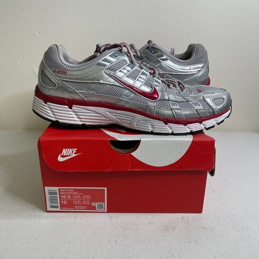 Nike P-6000 Metallic Silver Gym Red
