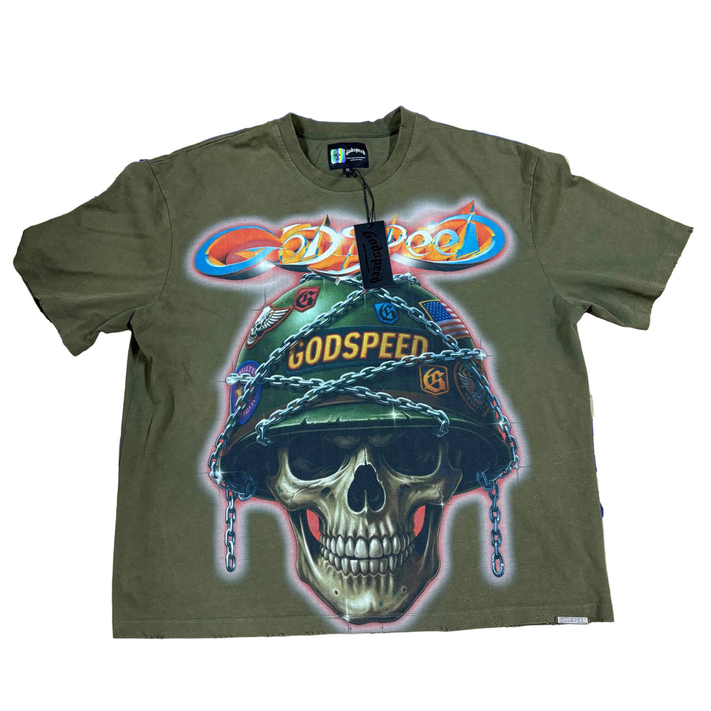 Size XL - Godspeed Badges of Honor Tee  Military Green
