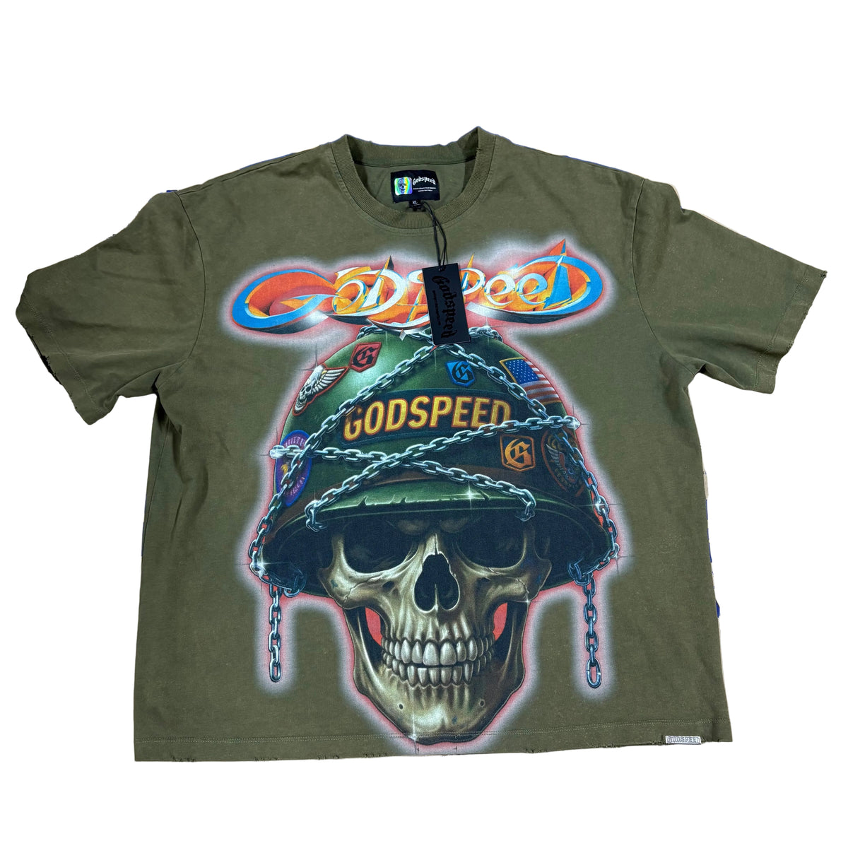 Size XL - Godspeed Badges of Honor Tee  Military Green