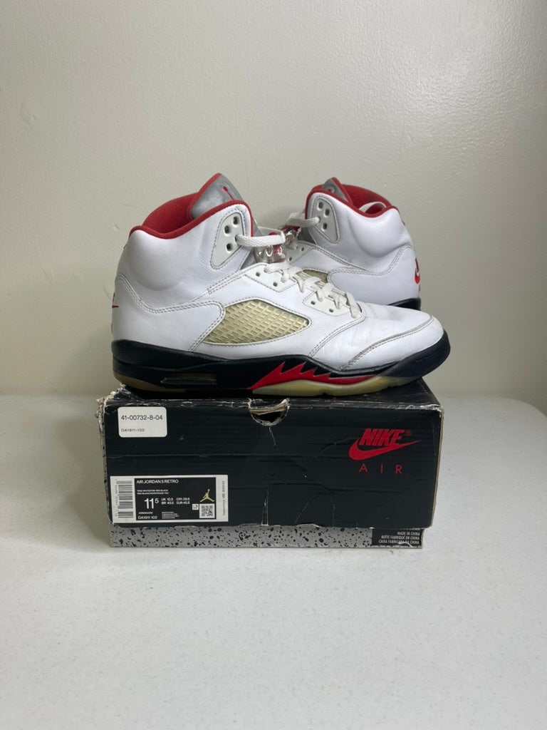 Size 11.5 - Jordan 5 Retro Fire Red Silver Tongue (2020)