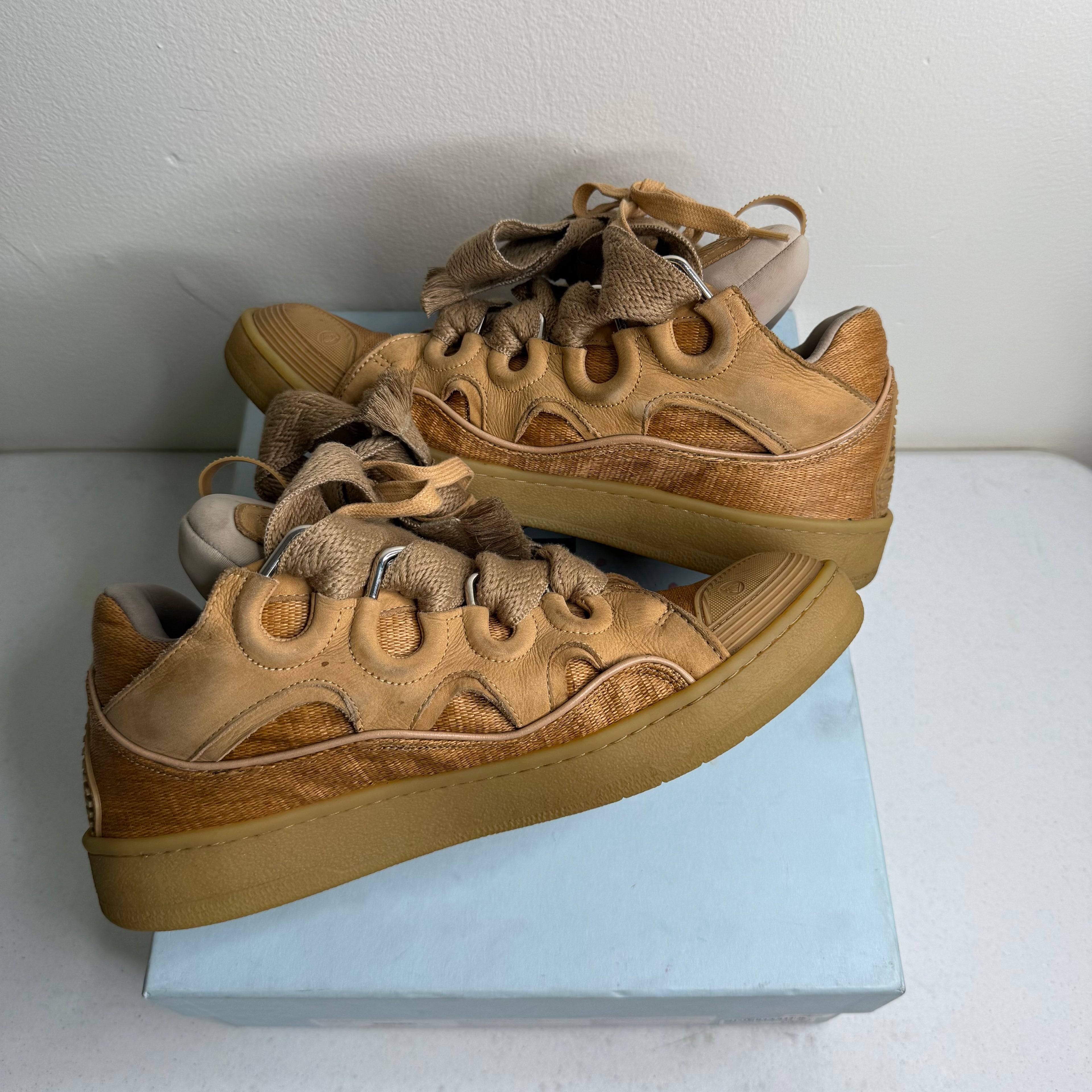 Lanvin Leather Curb Sneaker Tan