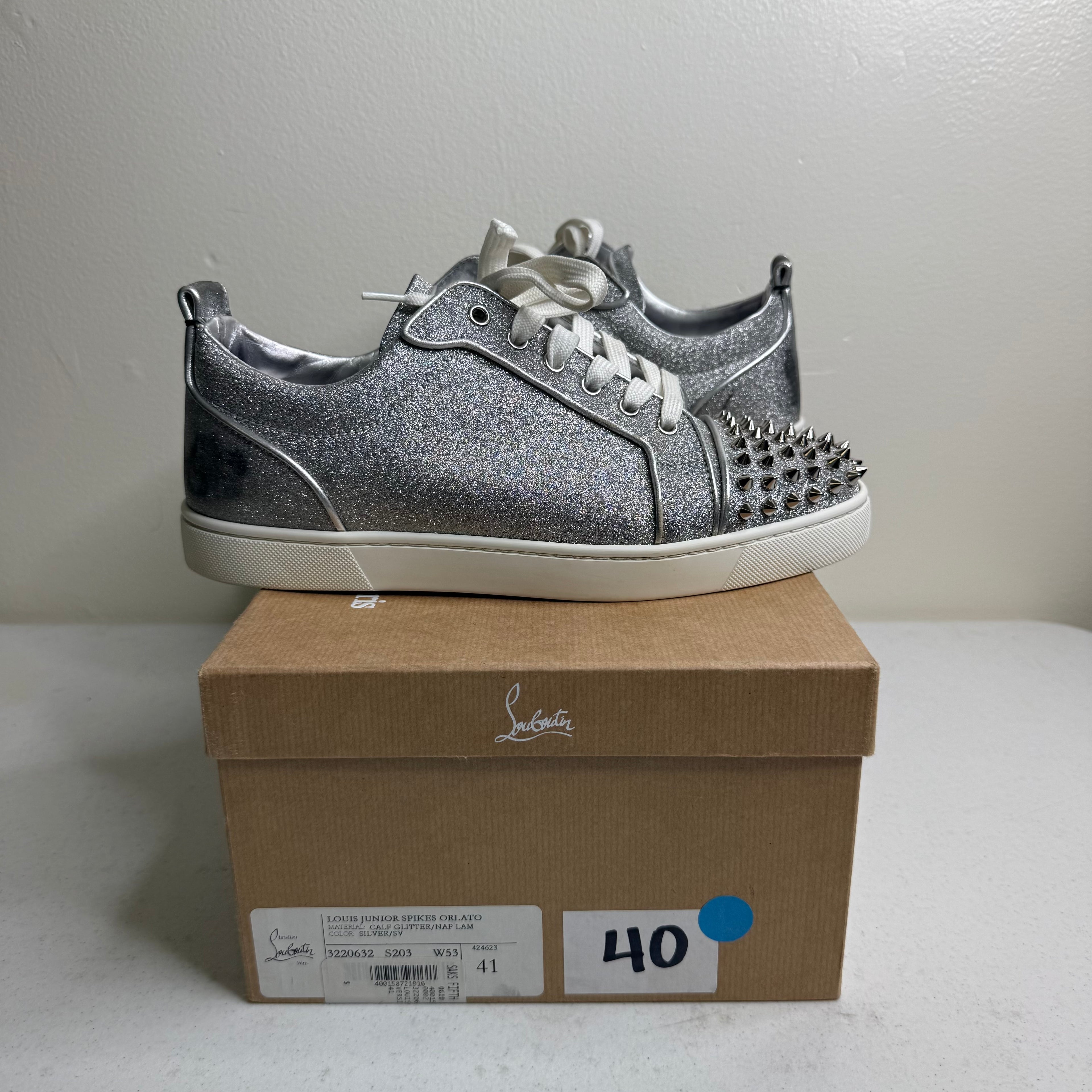 Christian Louboutin Spikes Silver Sneaker