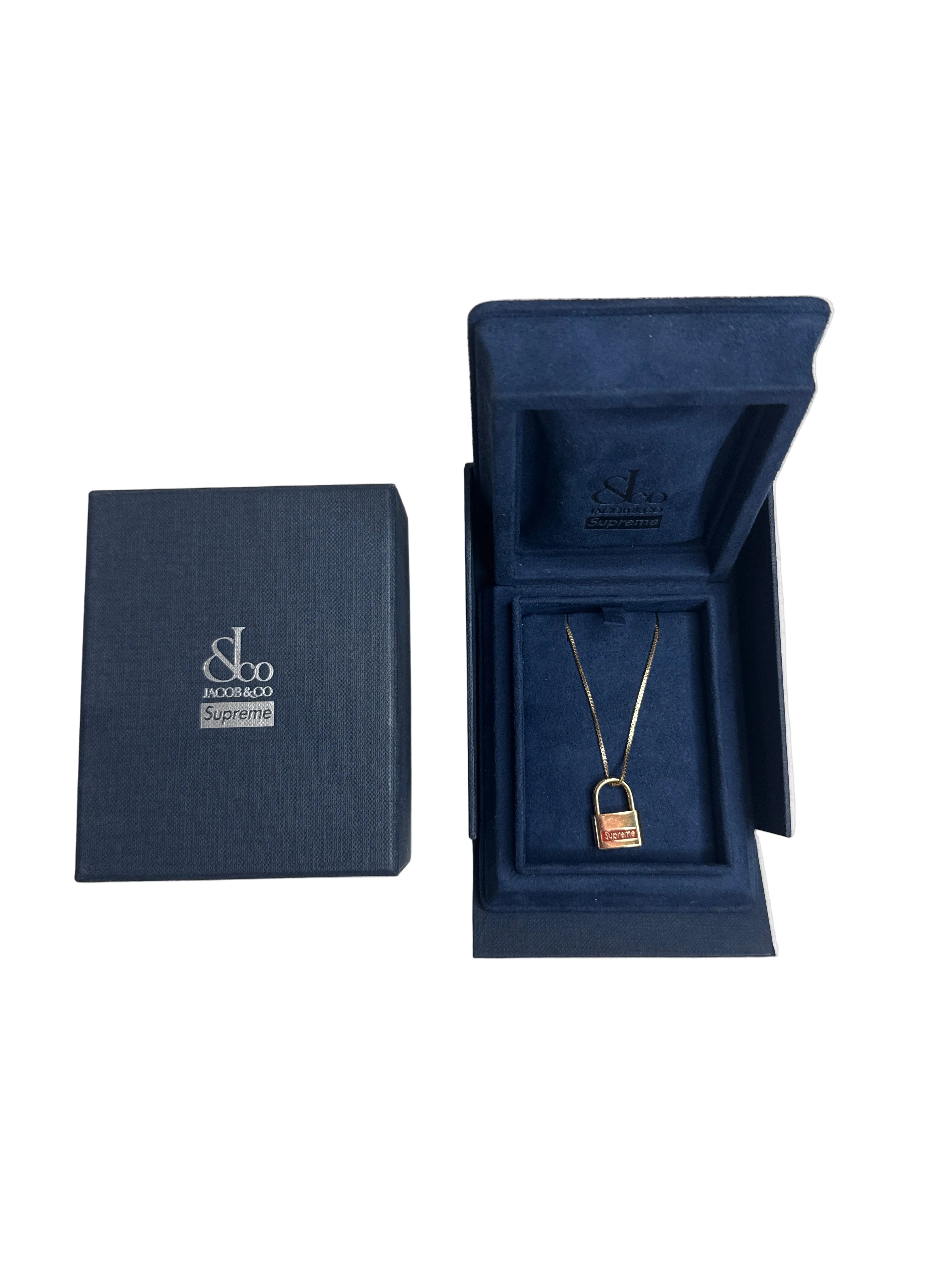 Supreme Jacob & Co 14k Yellow Gold Lock Pedant