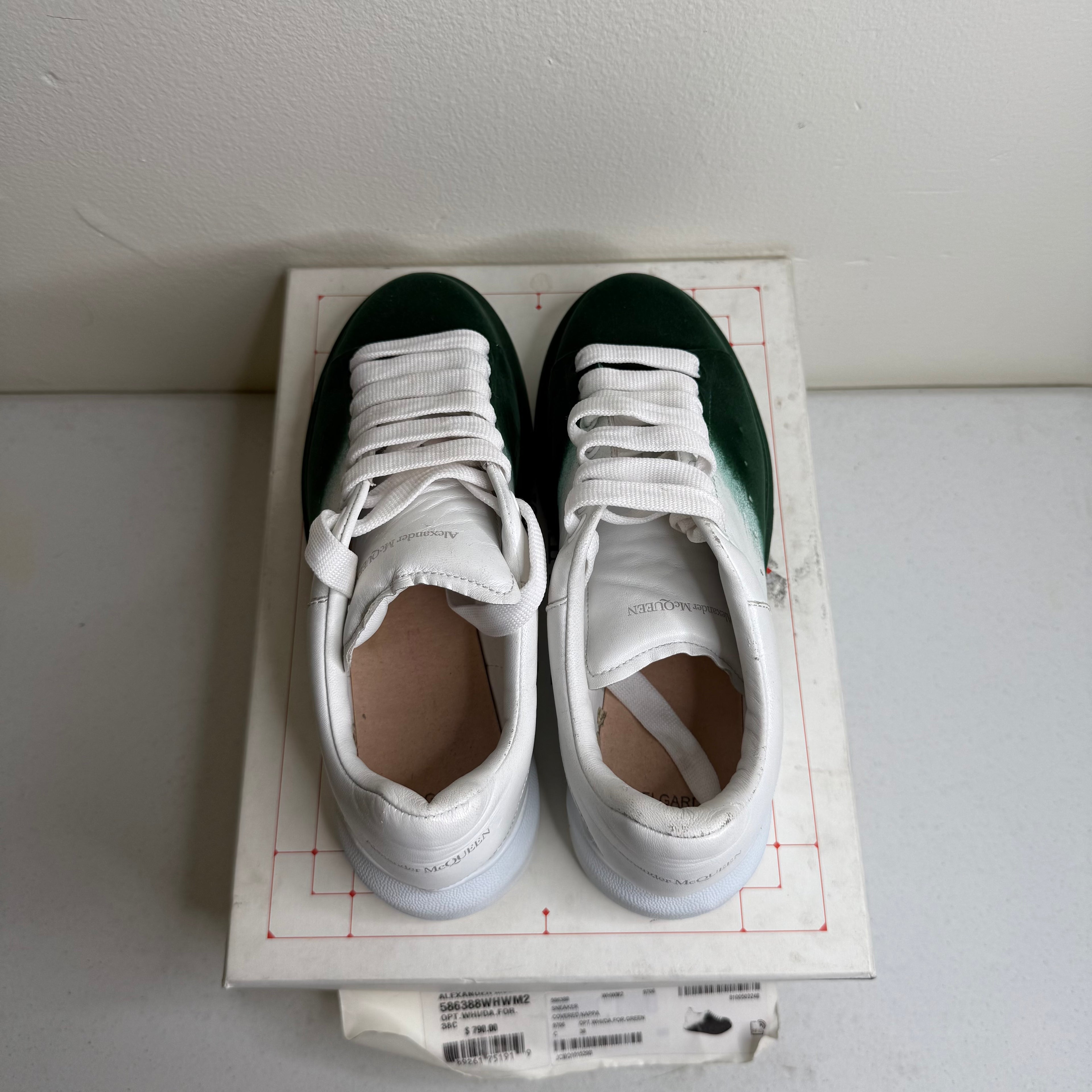 Alexander McQueen White Green Suede Sneaker