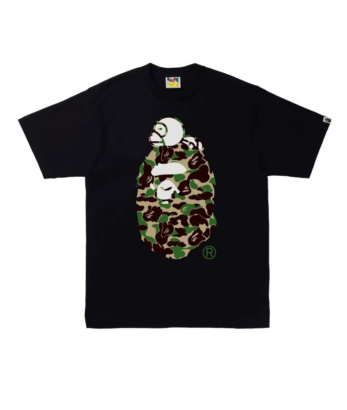 Bape Camo Milo On Big Ape Tee Black/Green