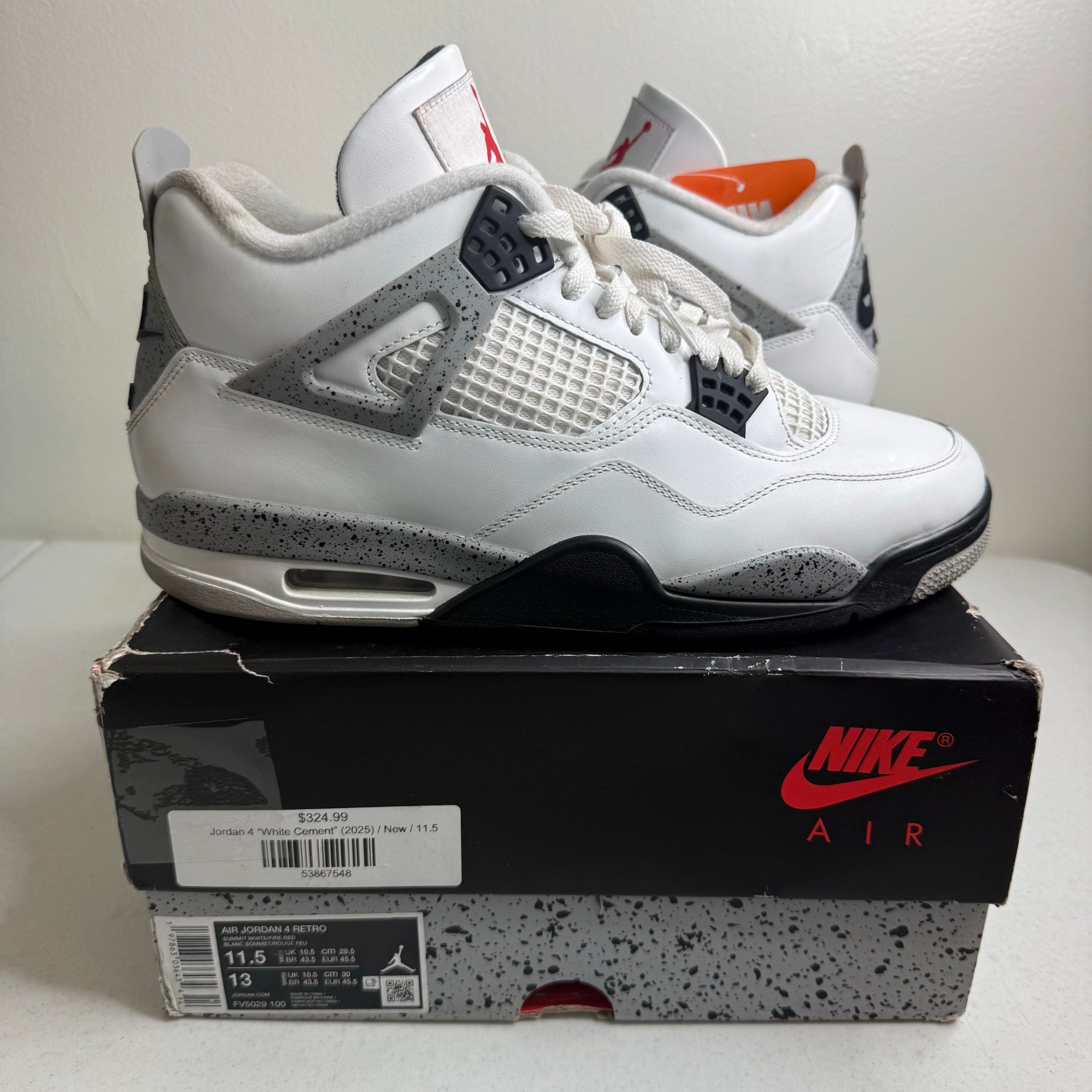 Size 11.5 - Jordan 4 Retro White Cement (2025)