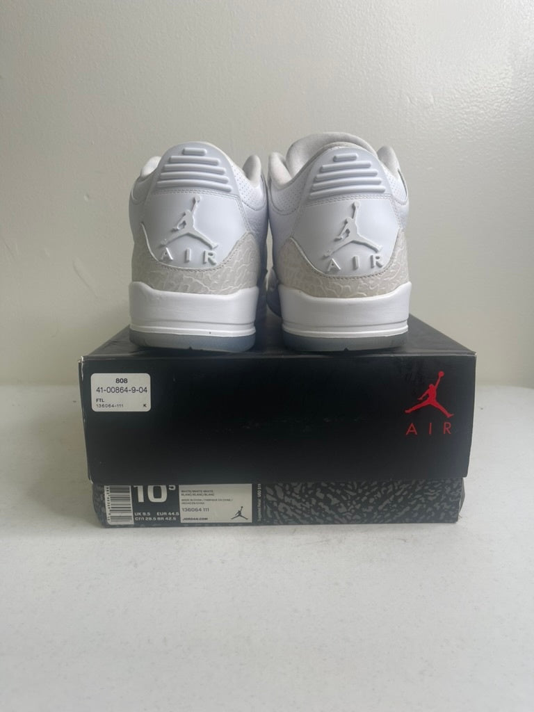 Size 10.5 - Jordan 3 Retro Pure White (2018)
