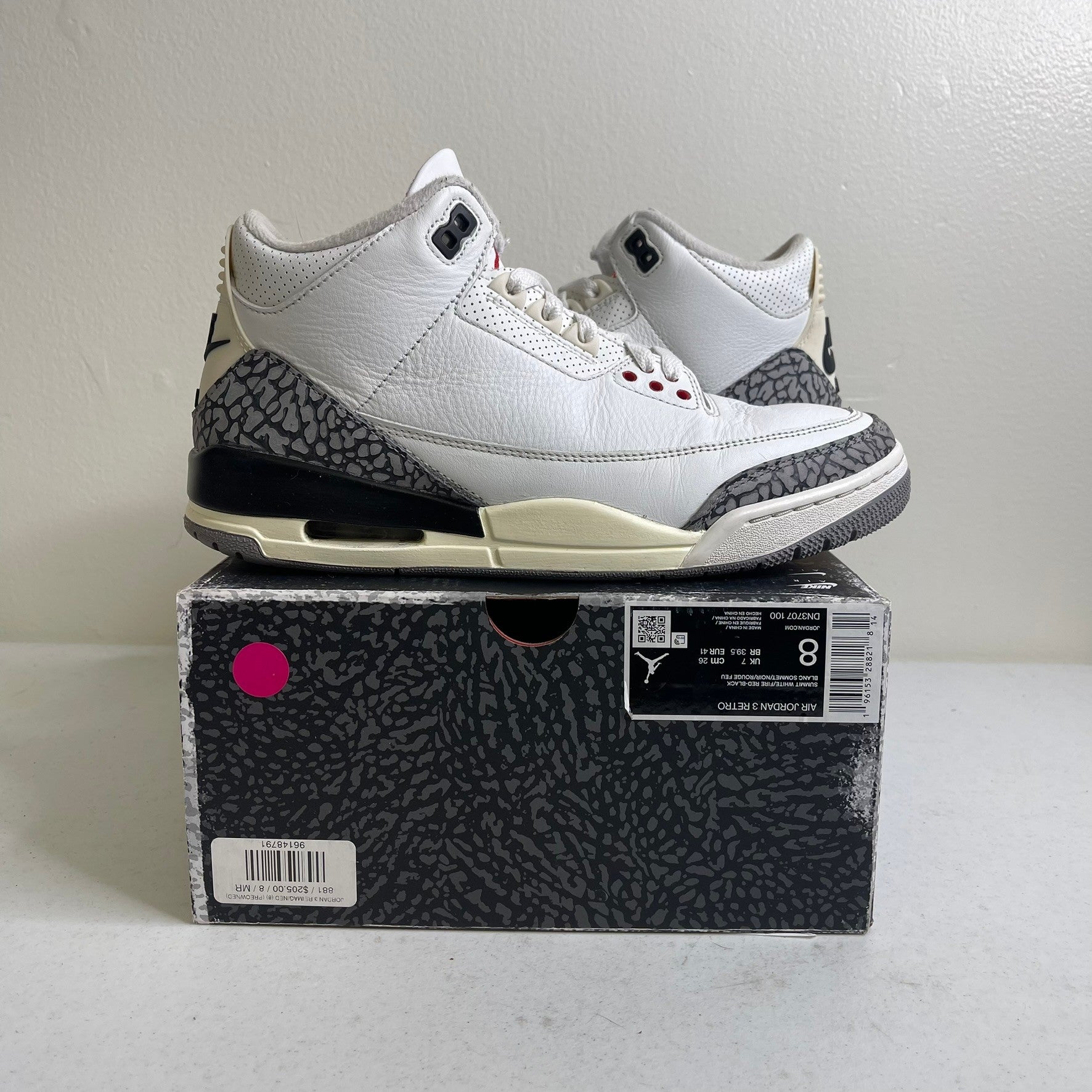 Size 8 - Jordan 3 Retro White Cement Reimagined