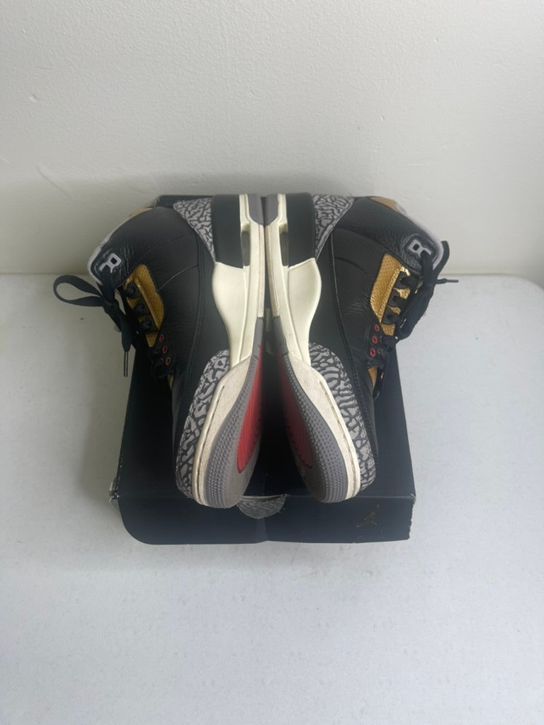 Size 12w - Jordan 3 Retro Black Cement Gold (Women's)