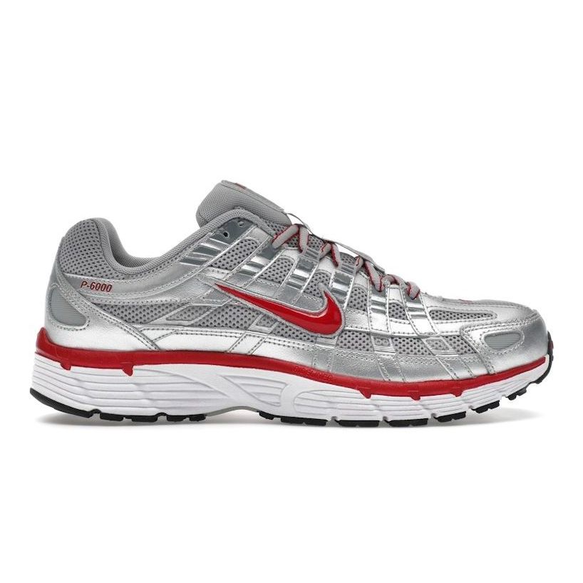 Size 9.5 - Nike P-6000 Metallic Silver Gym Red