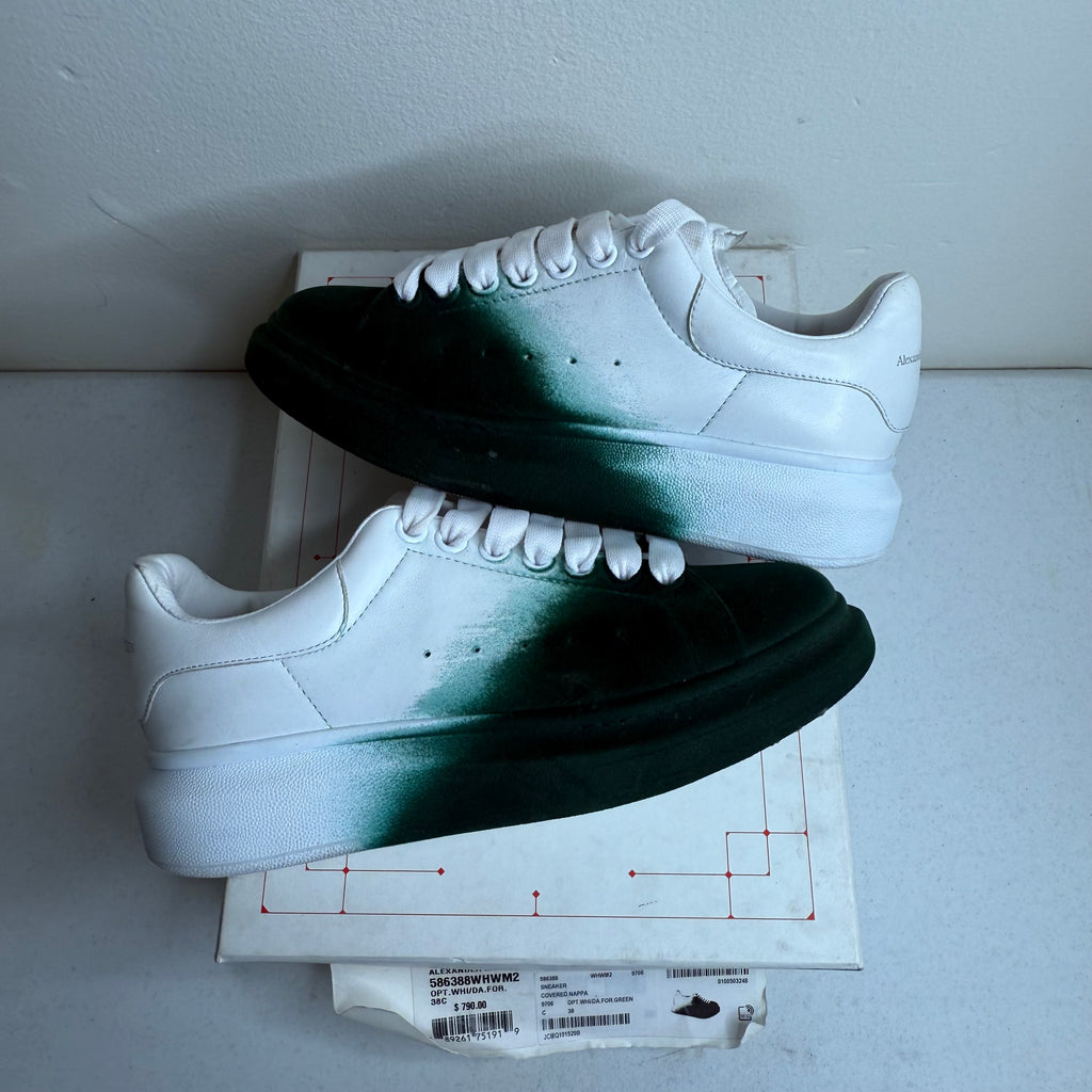 Alexander McQueen White Green Suede Sneaker