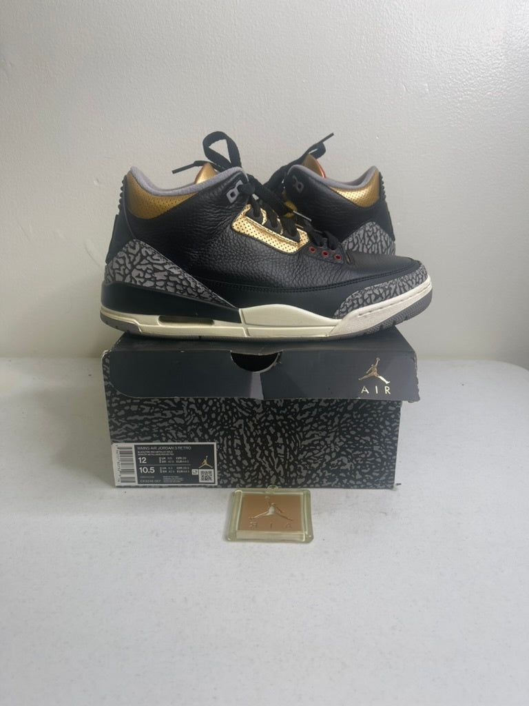 Size 12w - Jordan 3 Retro Black Cement Gold (Women's)