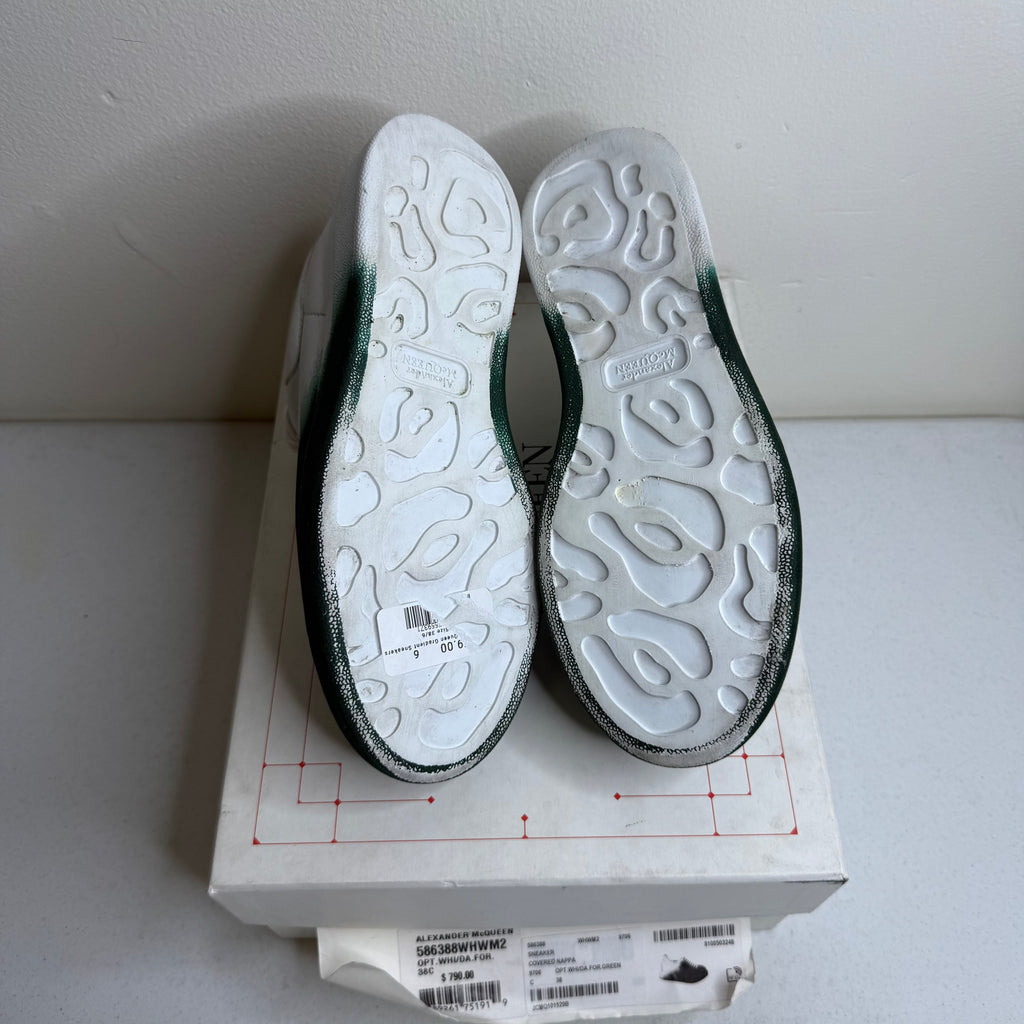 Alexander McQueen White Green Suede Sneaker