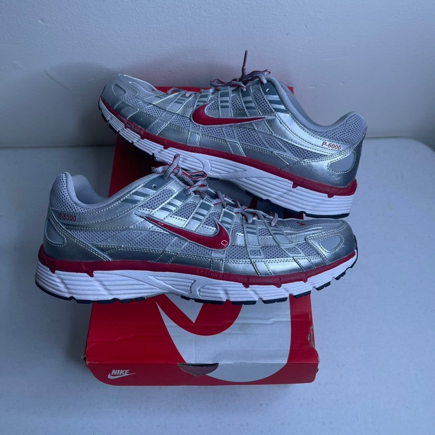 Nike P-6000 Metallic Silver Gym Red