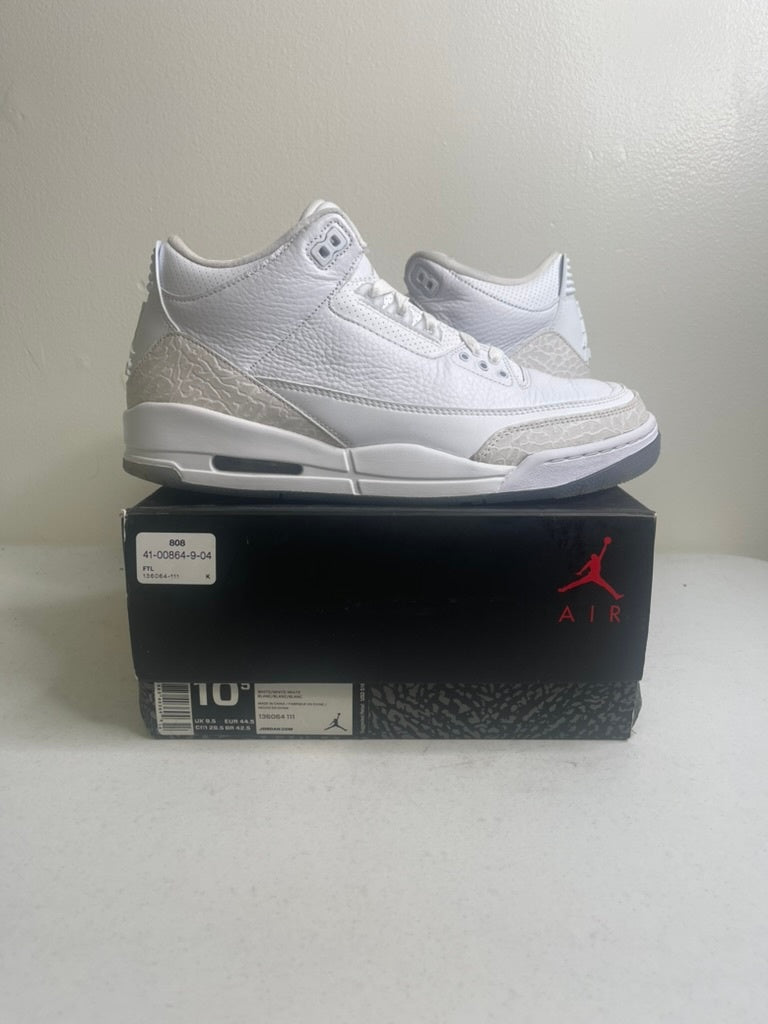 Size 10.5 - Jordan 3 Retro Pure White (2018)