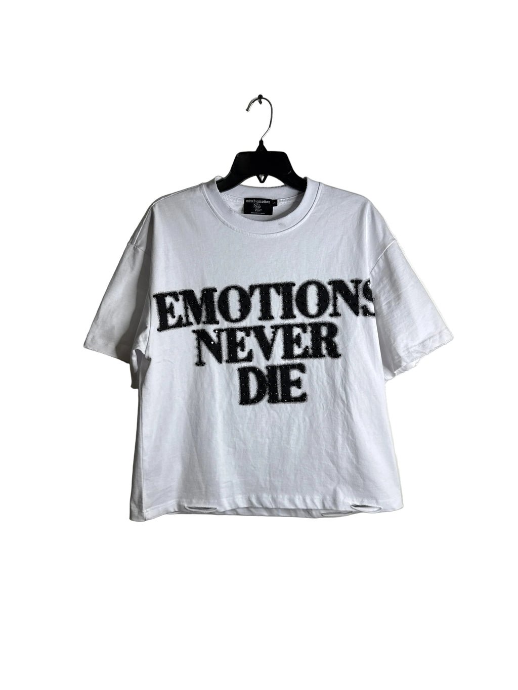 Mixed Emotion Rhinestone Tee Black White