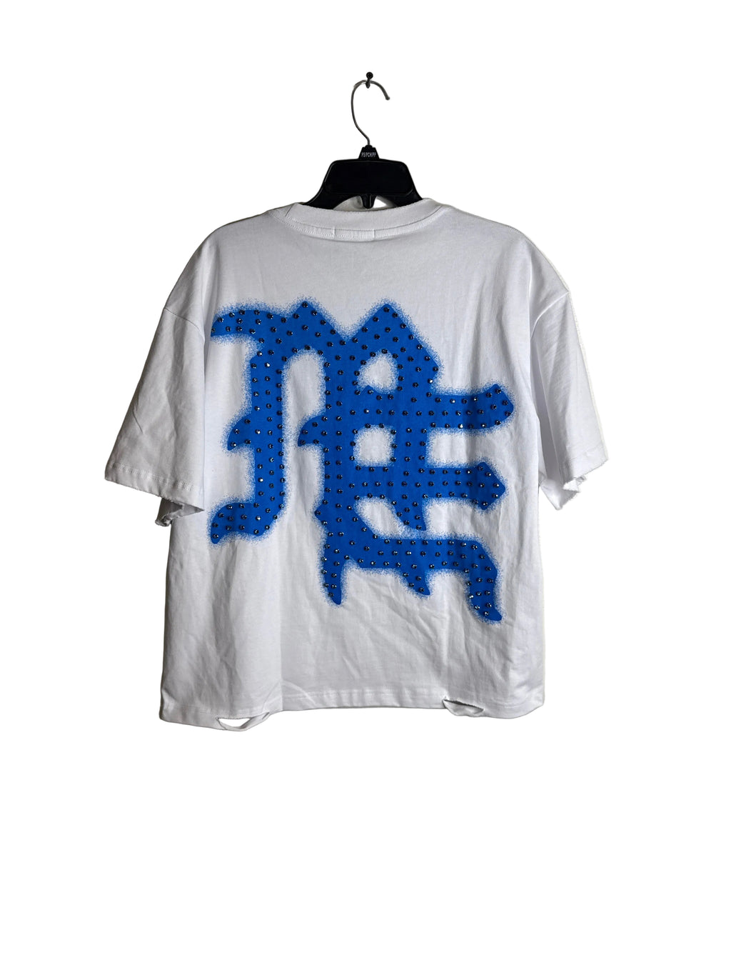Mixed Emotion Rhinestone Tee White Blue