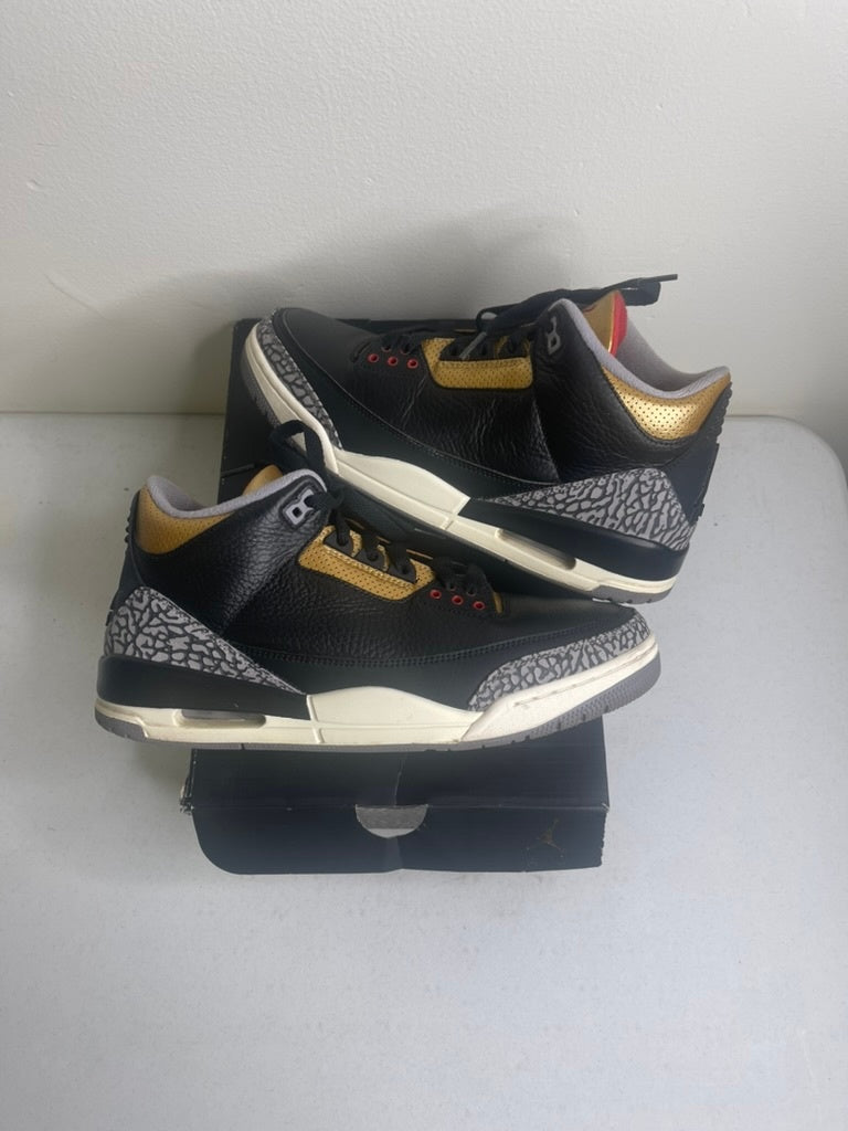 Size 12w - Jordan 3 Retro Black Cement Gold (Women's)
