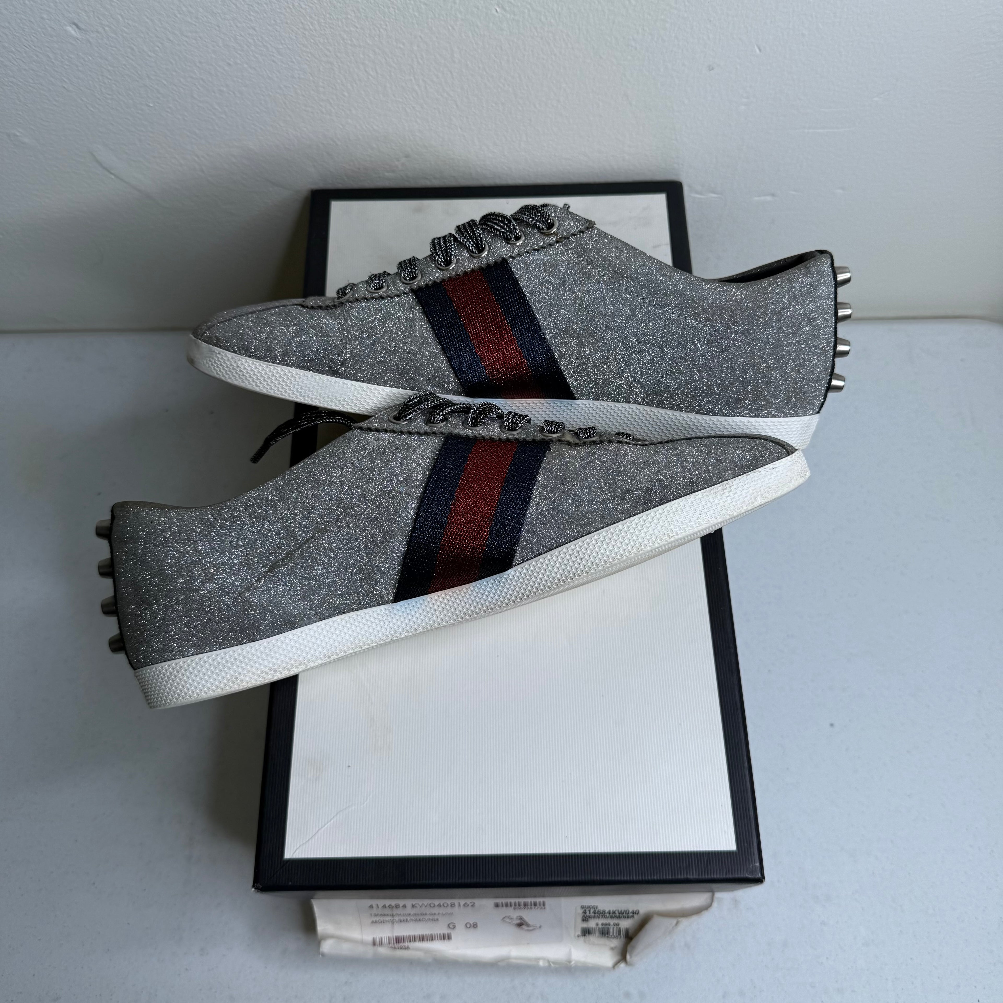 Gucci Glitter Web studded Sneaker