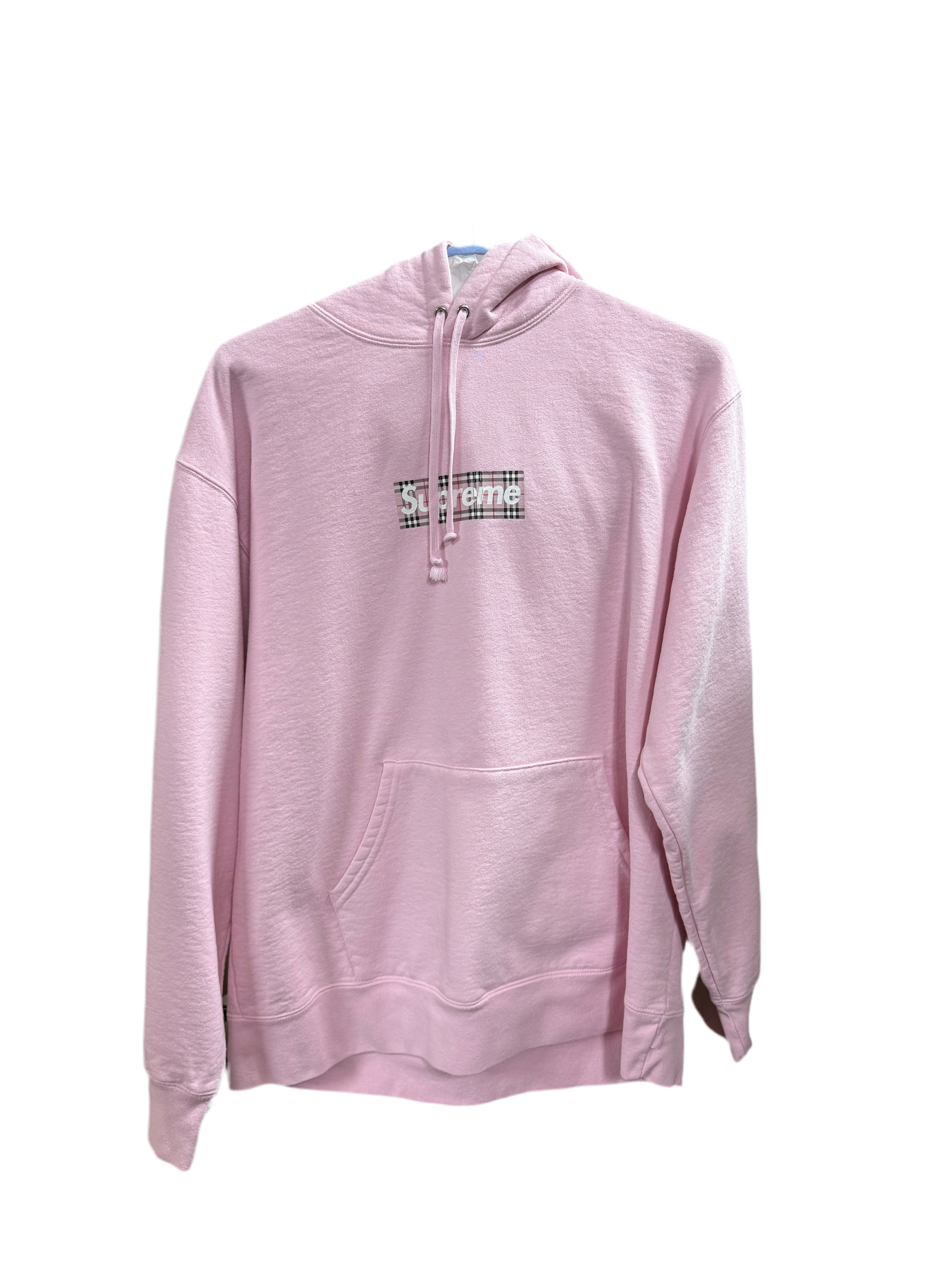 Supreme Burberry Box Logo Pink Hoodie
