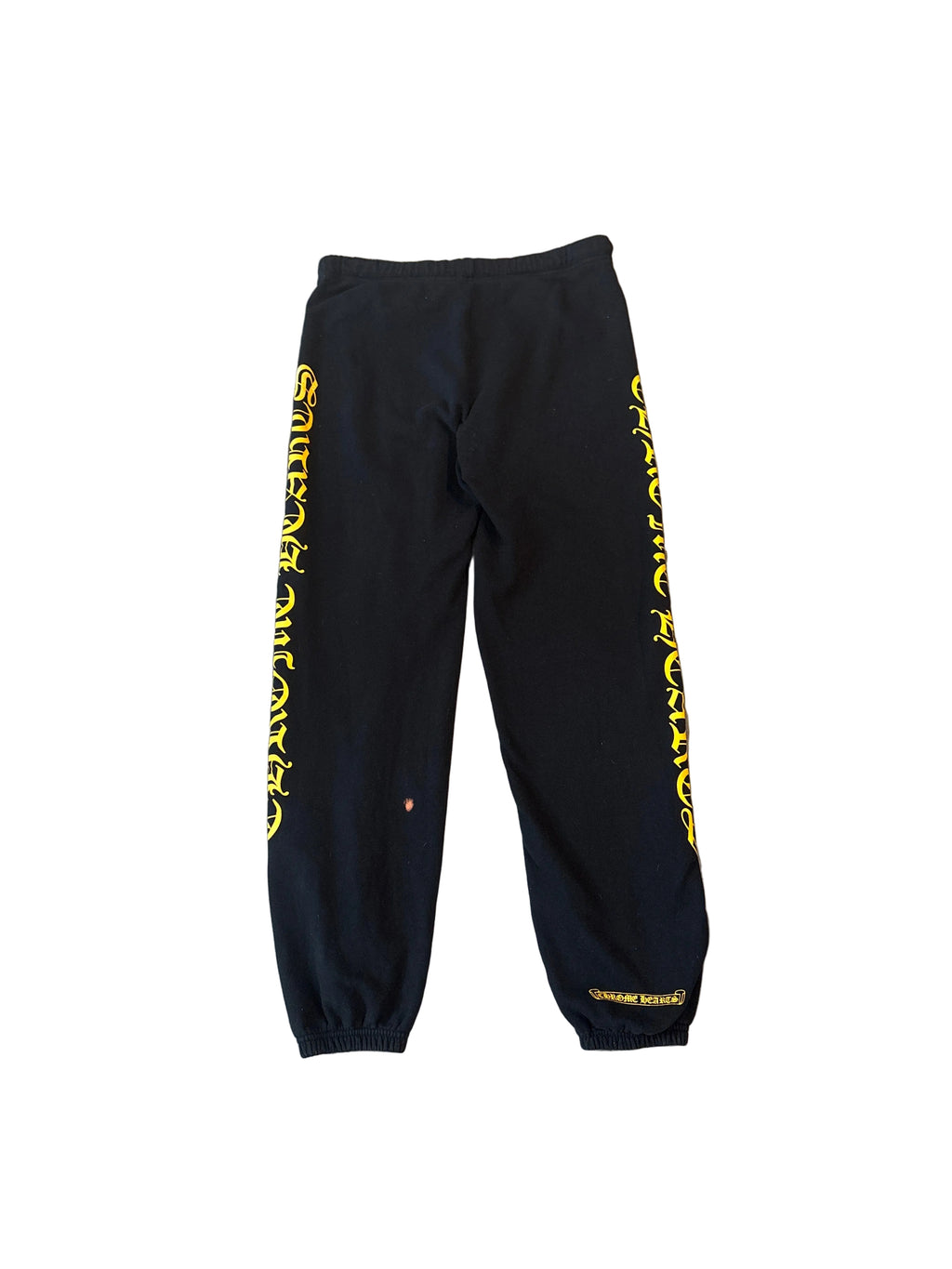 Size Large - Chrome Hearts Script Letter Sweatpants Black & Yellow
