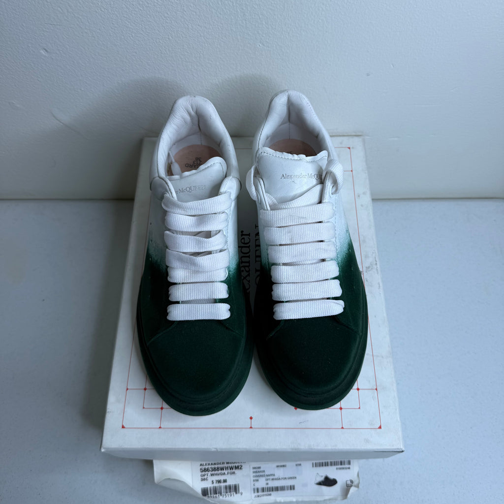 Alexander McQueen White Green Suede Sneaker