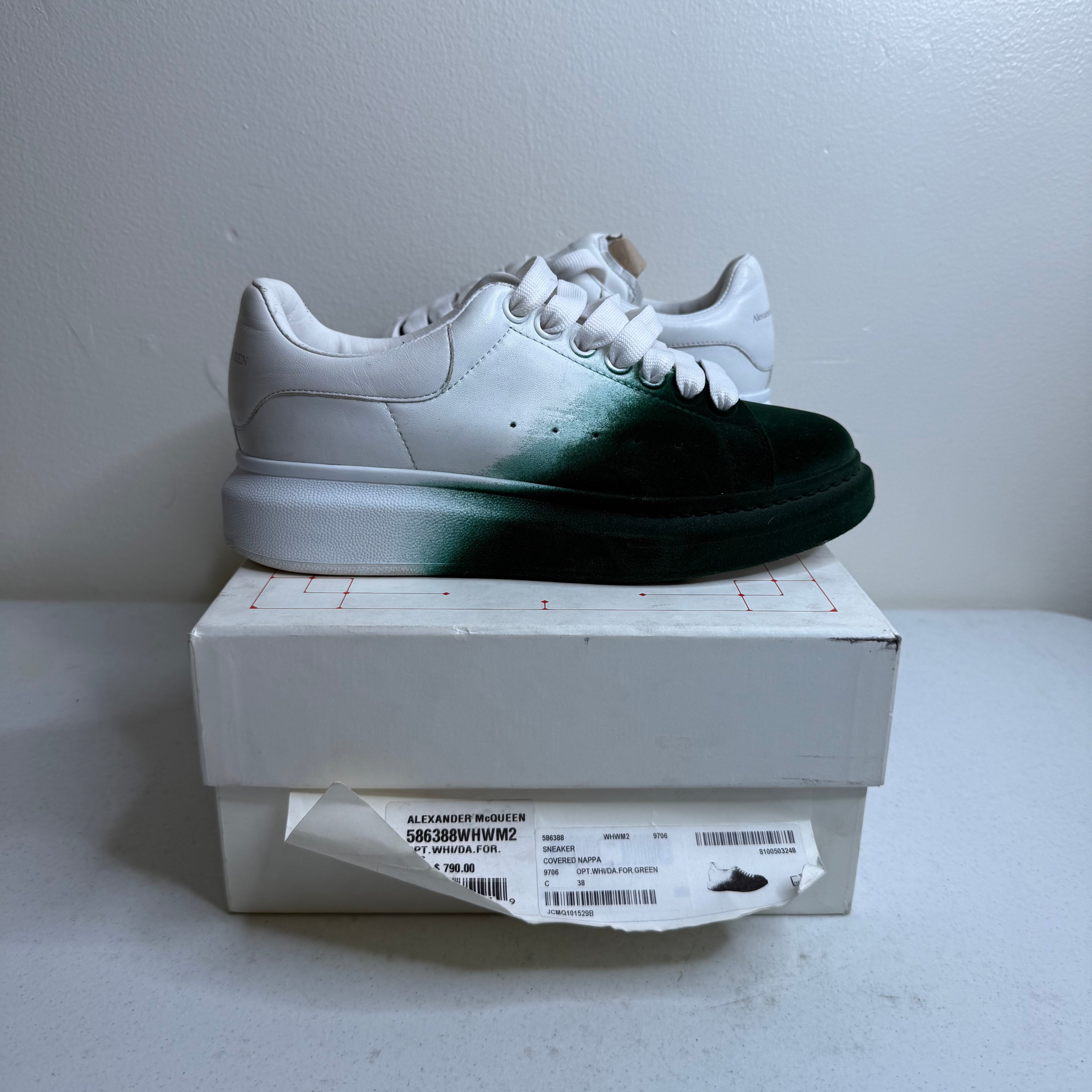 Alexander McQueen White Green Suede Sneaker