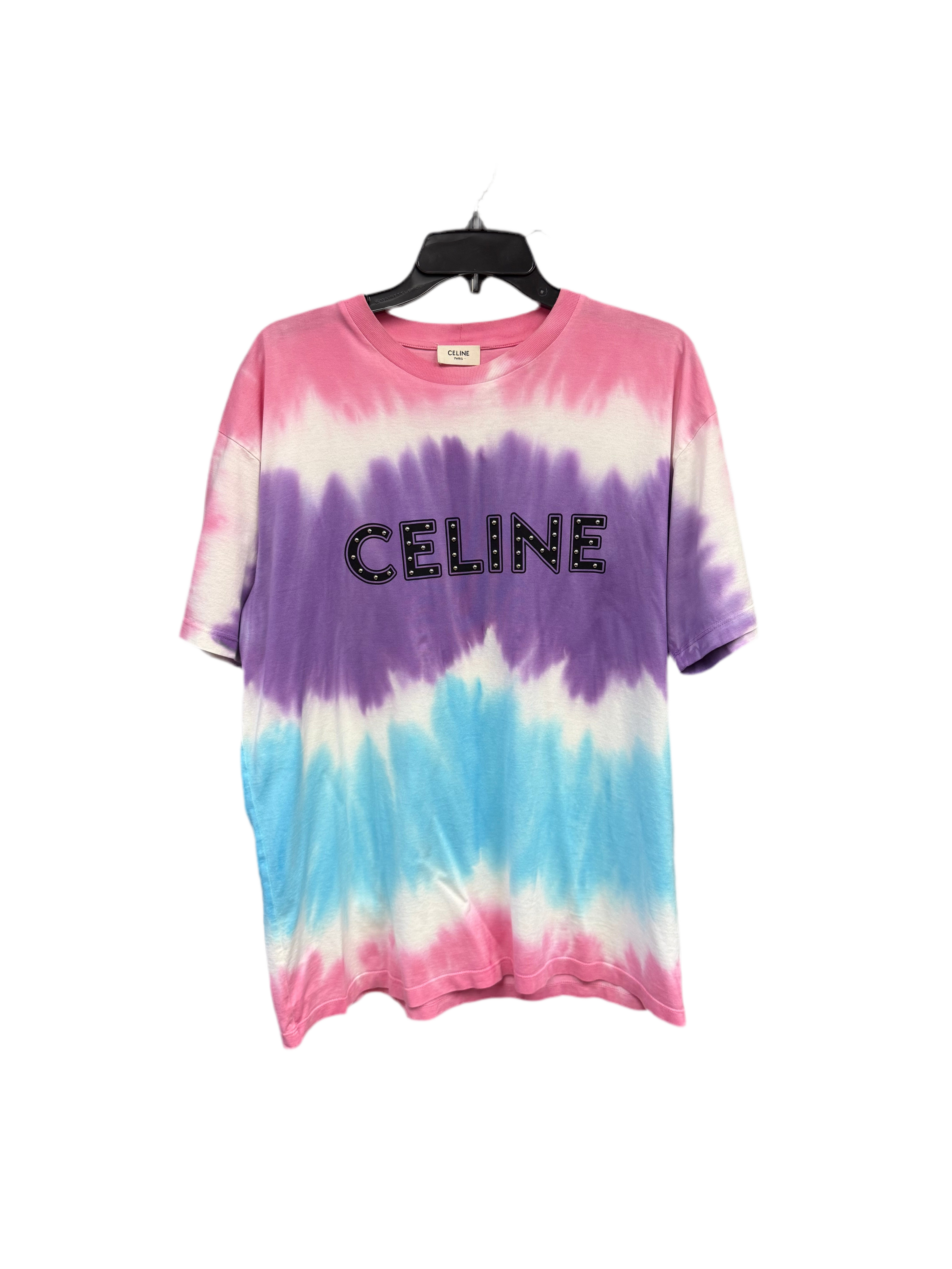 CELINE Tie Dye Studded Logo Tee