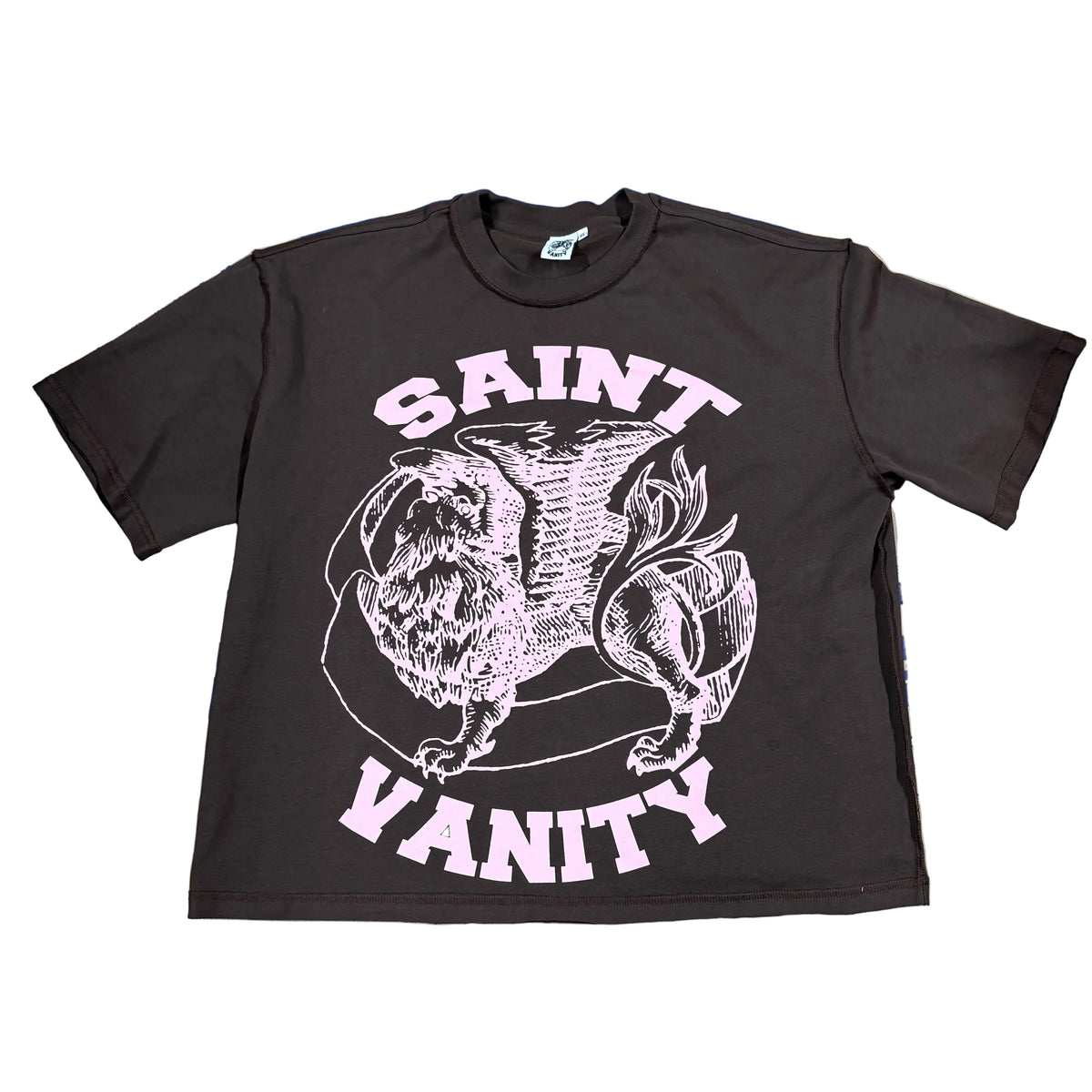 Size XL - Saint Vanity Logo Tee Brown Pink