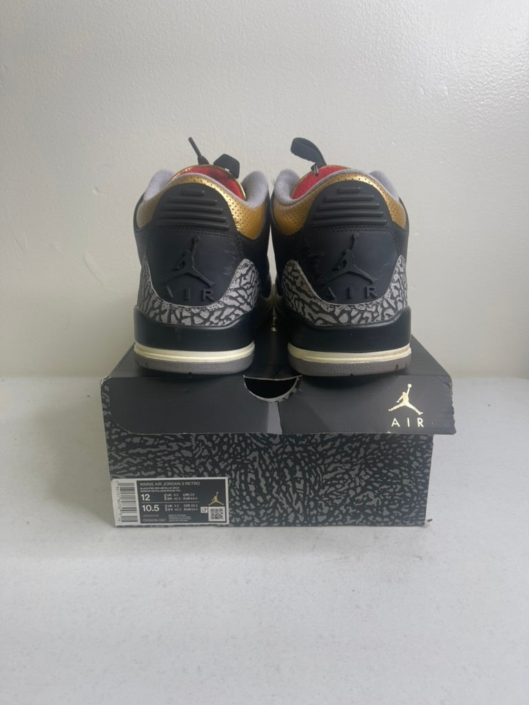 Size 12w - Jordan 3 Retro Black Cement Gold (Women's)