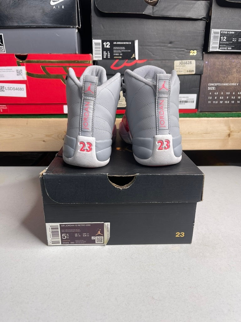 Jordan 12 Retro Wolf Grey Racer Pink (GS)