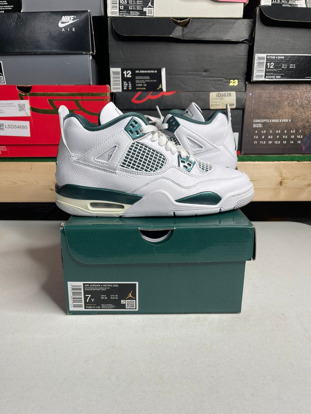 Size 7y - Jordan 4 Retro Oxidized Green (GS)