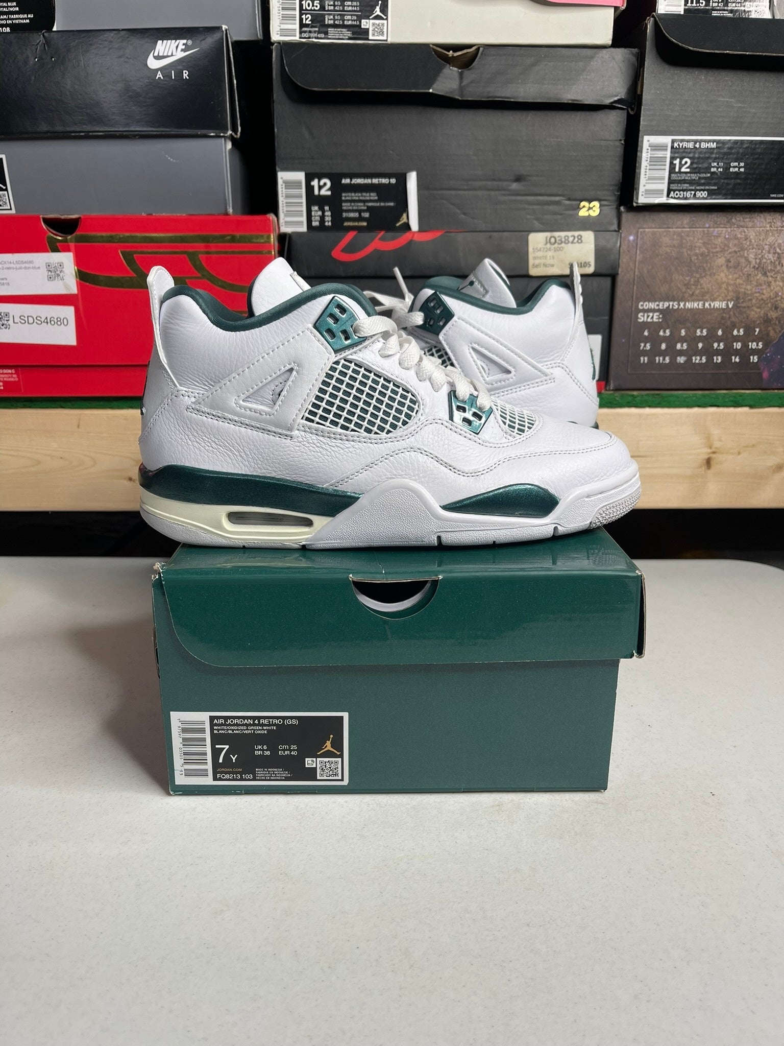 Size 7y - Jordan 4 Retro Oxidized Green (GS)