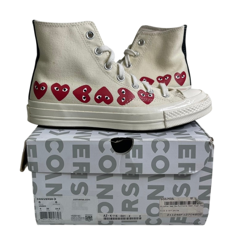 Converse Chuck Taylor All Star 70 Hi Comme des Garcons PLAY Multi-Heart White