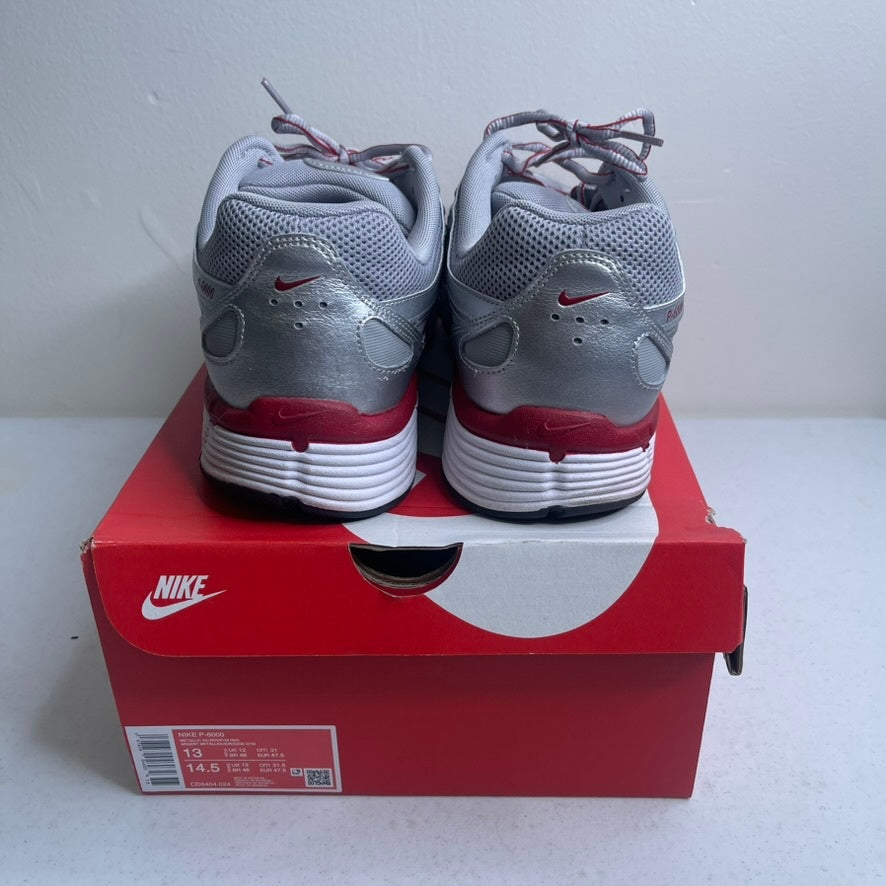 Nike P-6000 Metallic Silver Gym Red